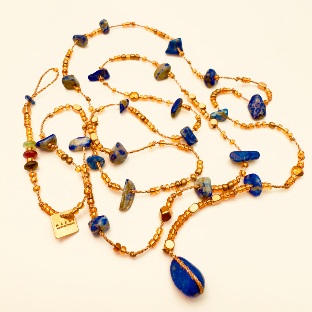 Sautoir "OH LA LA" Lapis Lazuli