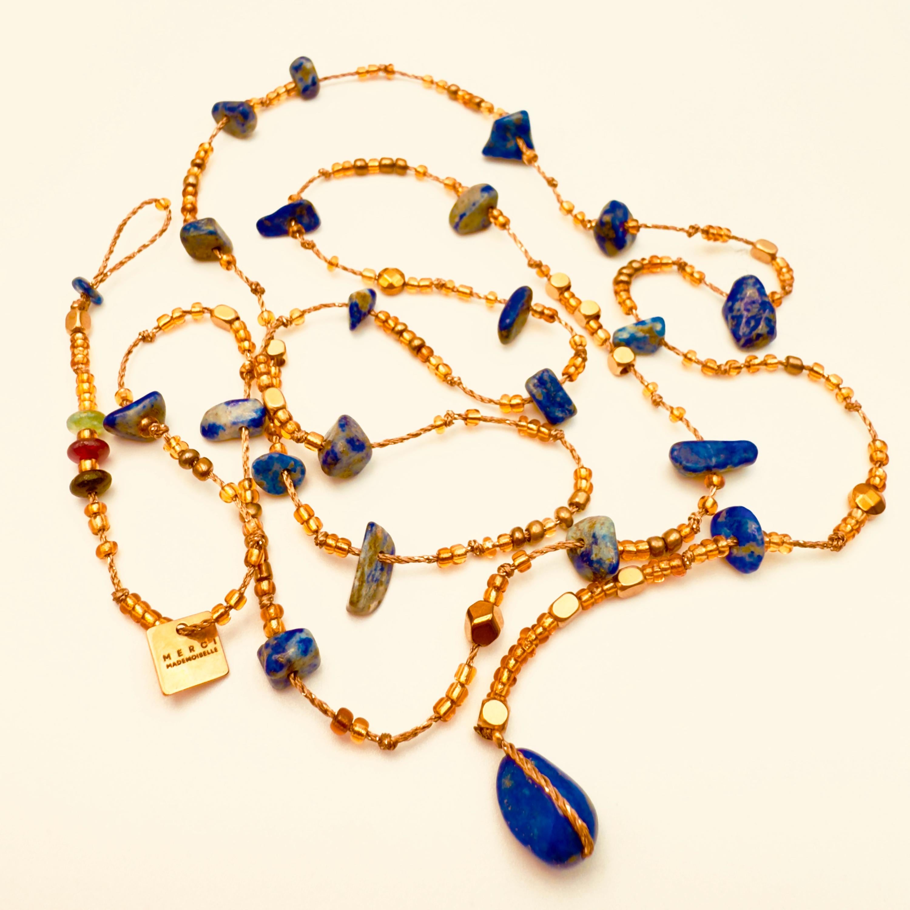 Sautoir "OH LA LA" Lapis Lazuli